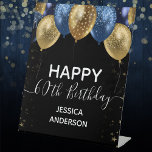 Blue Gold Happy 60th Birthday Pedestal Sign<br><div class="desc">Elegant faux blue and gold glitter balloons on the top border. All text is adjustable and easy to change for your own party needs. any year,  age can be changed</div>