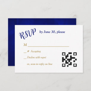 Blue Gold Hearts Christian Cross Wedding RSVP