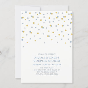 Blue, Gold Hexagon Confetti Couples Wedding Shower Invitation