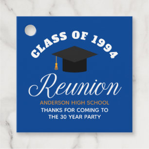 Blue Gold High School Reunion Personalised Party Favour Tags