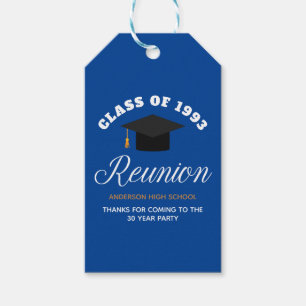 Blue Gold High School Reunion Personalised Party Gift Tags