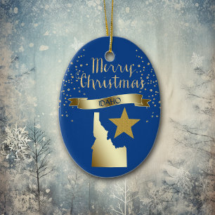 Blue Gold Idaho Star Ceramic Tree Decoration