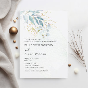 Blue Gold (Imitat)  White  Wedding Collection Invitation