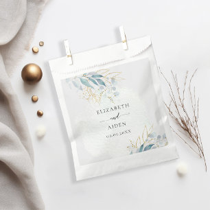 Blue Gold (Imitate) Watercolor Wedding Collection Favour Bag