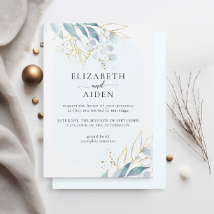 Blue Gold (Imitate) White Wedding Collection Invi Invitation