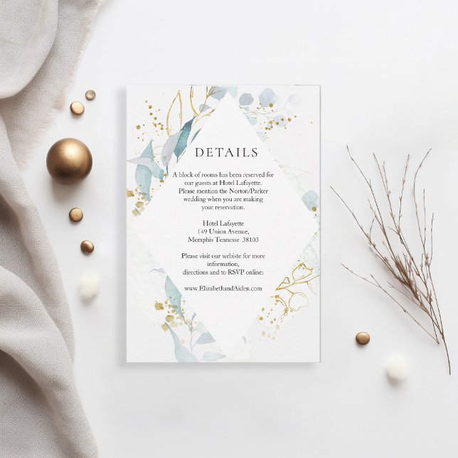 Blue Gold (Imitate) White Wedding Collection RSVP Card (Creator Uploaded)