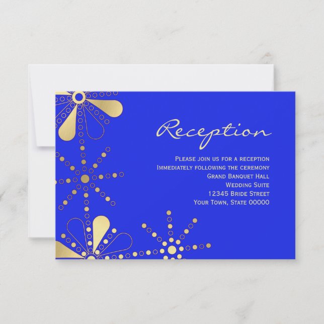 Blue & Gold Indian Inspired Reception Info Card (Front)
