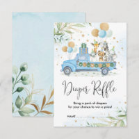 Blue Gold Jungle Safari Animals Diaper Raffle