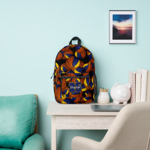 Blue gold kids basketball team colours  printed backpack