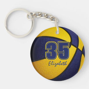 Blue gold kids teens team colours gifts basketball key ring