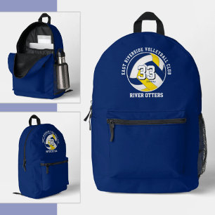blue gold kids teens volleyball team colors printed backpack