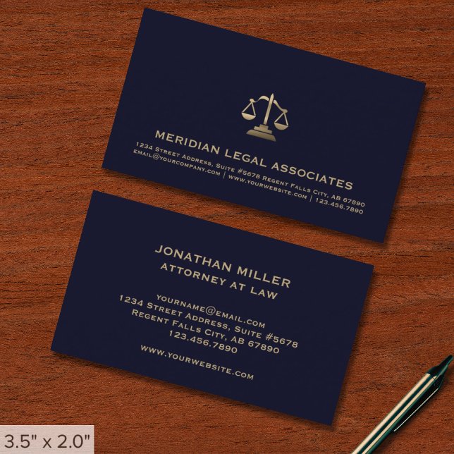 Blue Gold Legal Business Card (Creator Uploaded)