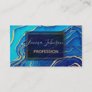 Blue Gold Liquid Painting Fluid Art Abstract Business Card