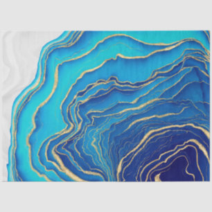 Blue Gold Liquid Painting Fluid Art Abstract Tissue Paper