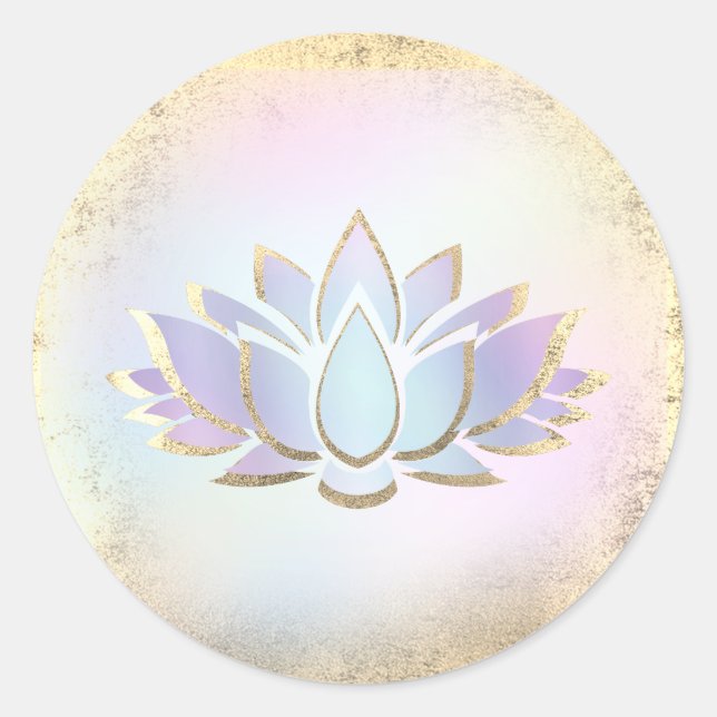 • blue gold lotus flower logo classic round sticke sticker (Front)