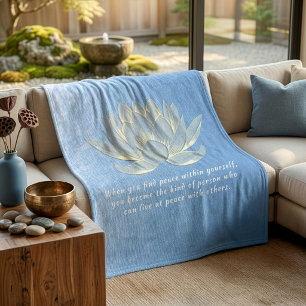 Blue Gold Lotus Yoga Meditation Instructor Quotes Fleece Blanket