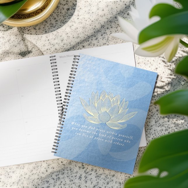 Blue Gold Lotus Yoga Meditation Instructor Quotes Planner (Creator Uploaded)