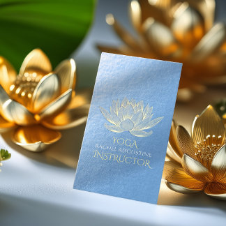 Blue Gold Lotus Yoga Meditation Reiki Instructor Business Card