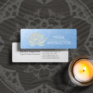 Blue Gold Lotus Yoga Meditation Reiki Instructor Mini Business Card