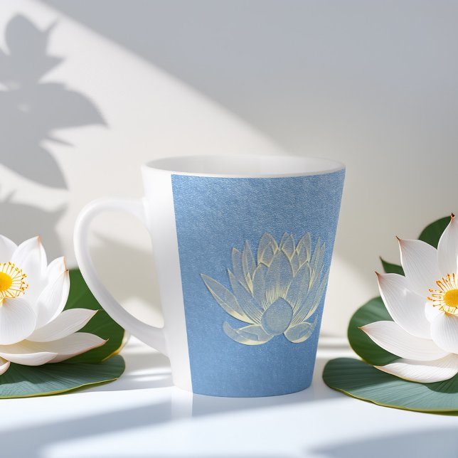 Blue Gold Lotus Yoga Studio Meditation Instructor Latte Mug (Creator Uploaded)