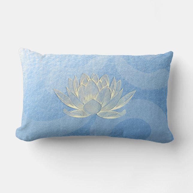 Blue Gold Lotus Yoga Studio Meditation Instructor Lumbar Cushion (Front)