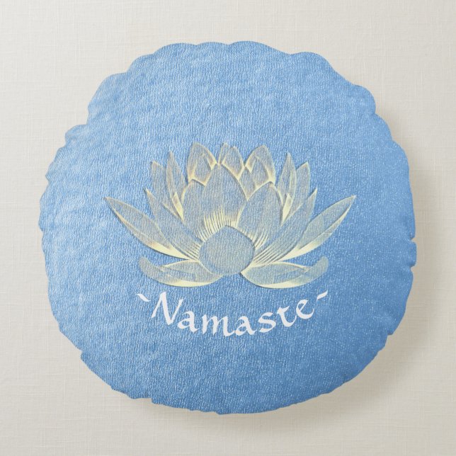 Blue Gold Lotus Yoga Studio Meditation Instructor Round Cushion (Front)
