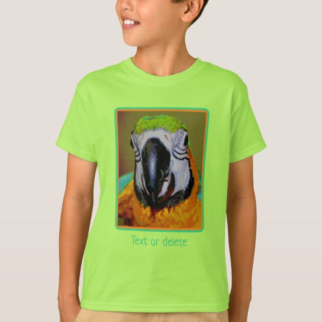 Blue Gold Macaw Parrot Abstract Personalised   T-Shirt (Front)