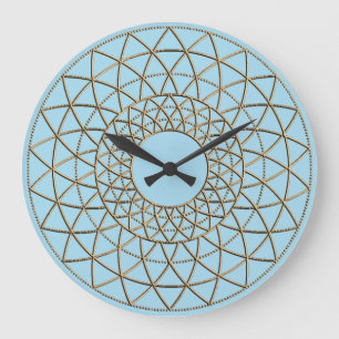 Blue Gold Mandela Design  Large Clock