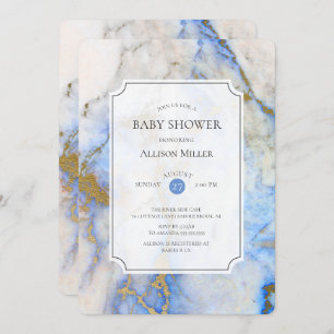 Blue & Gold Marble Baby  Shower Invitation