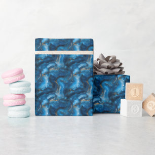 Blue & Gold Marble Geode  Wrapping Paper