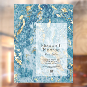 Blue Gold Marble Hair Salon QR Code