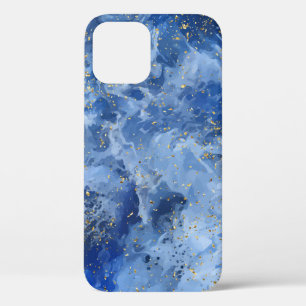 Blue Gold Marble: Luxury Texture. iPhone 12 Case