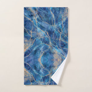 Blue Gold Marble Pretty Hand Towel