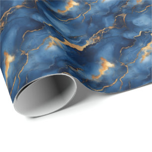 Blue & Gold Marble Wrapping Paper
