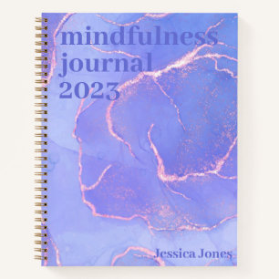 Blue Gold Marbled Mindfulness Journal