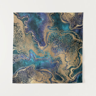 Blue-gold marbling: abstract background. tapestry