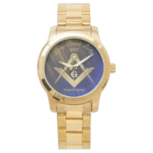 Blue & Gold Masonic Monogrammed Watch