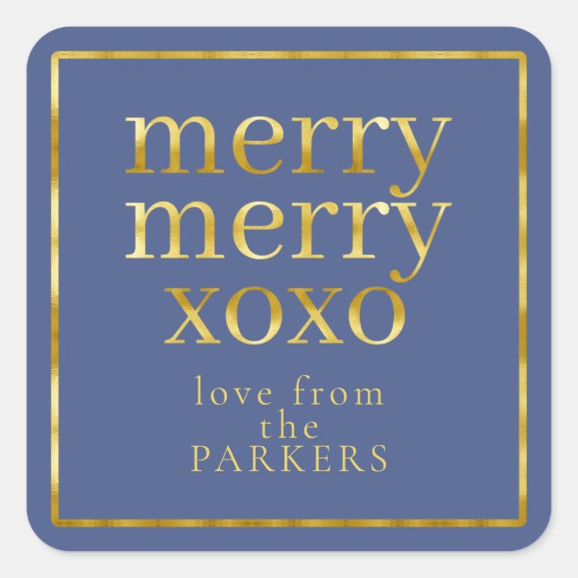 Blue Gold Merry Merry XOXO ID1009 Square Sticker (Front)