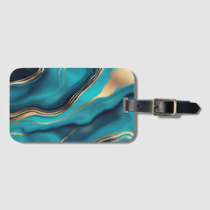  Blue Gold Metallic Marble Stone  Luggage Tag