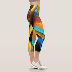 Blue-Gold Metallic Pattern 33 Capri Leggings