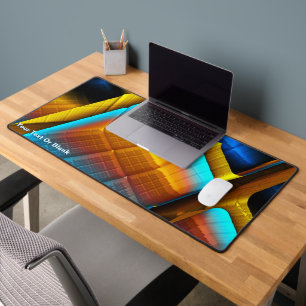Blue-Gold Metallic Pattern 33 Desk Mat