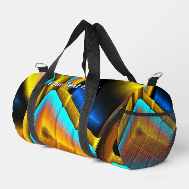 Blue-Gold Metallic Pattern 33 Duffle Bag (Right Corner)