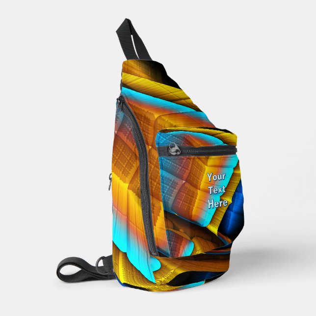 Blue-Gold Metallic Pattern 33 Sling Bag (Left Corner)
