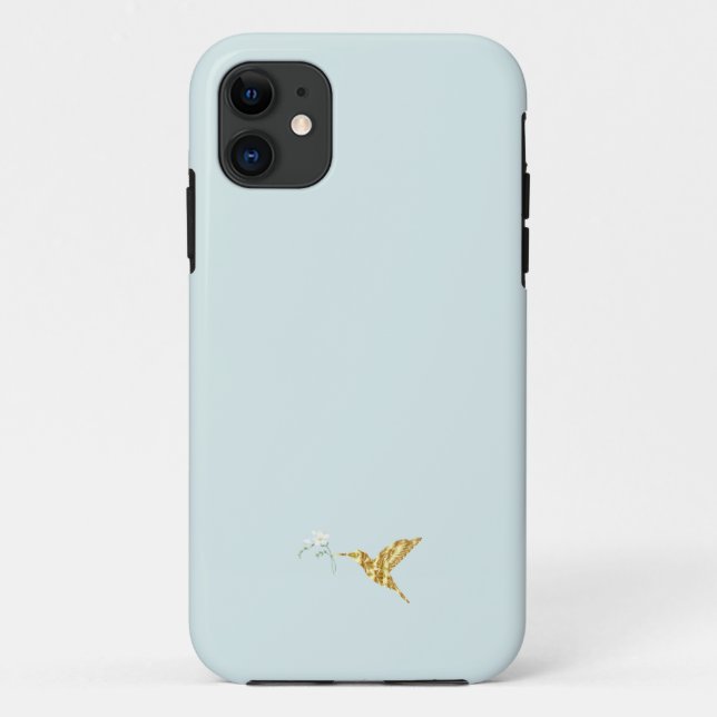 Blue & Gold Minimal Modern iPhone Case  (Back)