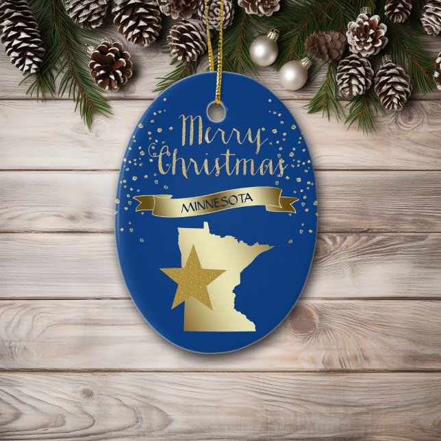 Blue Gold Minnesota Star Ceramic Ornament (Creator Uploaded)