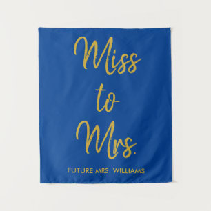 Blue Gold Miss to Mrs Backdrop Bridal Shower Prop Tapestry