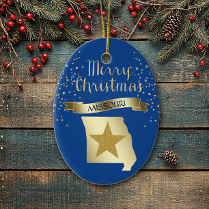 Blue Gold Missouri Star Ceramic Tree Decoration