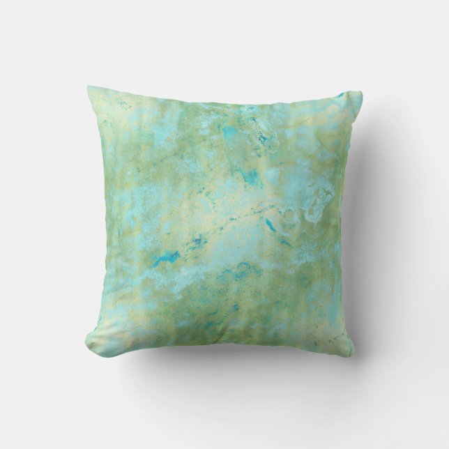 Blue & Gold Modern Marbled Abstract Marble Splash Cushion (Front)