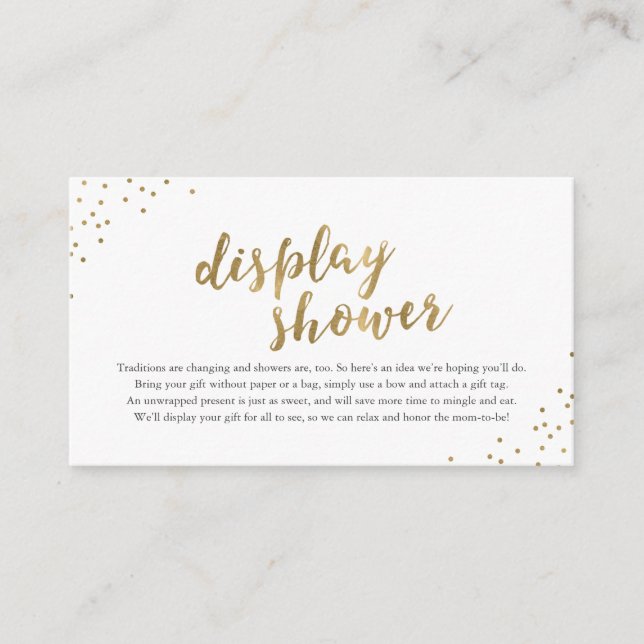 Blue & Gold Modern Stripes Display Shower Enclosure Card (Front)
