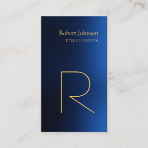 Blue Gold Monogram Business Card